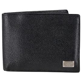 Dolce & Gabbana Logo Bifold Wallet in Black Leather Black