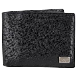 Dolce & Gabbana-Dolce & Gabbana Logo Bifold Wallet in Black Leather-Black