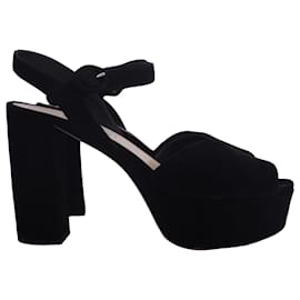 Prada-Prada Donna Platform Heels in Black Suede-Black