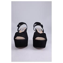 Prada-Prada Donna Platform Heels in Black Suede-Black