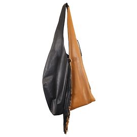 Borsa a tracolla Isabel Marant Eenda Modern con frange in pelle nera e marrone Marrone