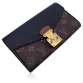 Louis Vuitton-Monogram Canvas Pallas Long Wallet Black Flap-Brown
