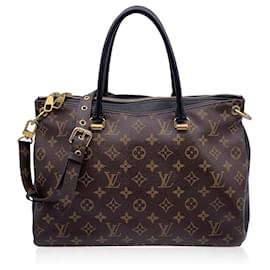 Louis Vuitton-Monogram Canvas Pallas Full Handbag with Strap Black-Brown