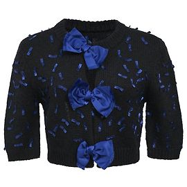Marc by Marc Jacobs – Kurzer Strick-Cardigan aus marineblauer Wolle mit Schleifendetail Blau Marineblau