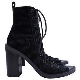 Sandali stringati Ann Demeulemeester in velluto nero Nero