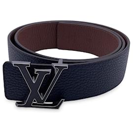 Louis Vuitton-Reversible Blue Brown LV Tilt Buckle Belt Size 110/44-Blue