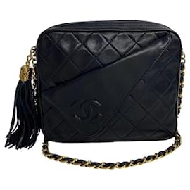 Chanel-Chanel CC Quilted Leather Tassel Camera Bag  Leather Crossbody Bag in Good condition-Other