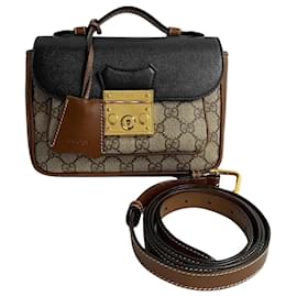 Gucci-Gucci GG Supreme Padlock Shoulder Bag Leather Crossbody Bag 658487 in excellent condition-Other
