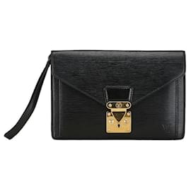 Louis Vuitton-Louis Vuitton Serie Dragonne Leather Clutch Bag M52612 in fair condition-Other