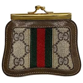 Gucci-Gucci GG Supreme & Leather Clasp Coin Purse Canvas Coin Case in Good condition-Other