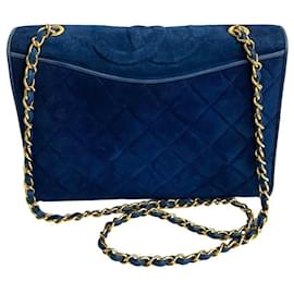 Chanel-Chanel Quilted Suede Full Flap Crossbody Bag Suede Crossbody Bag in Good condition-Other
