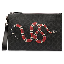 Gucci-Gucci Brown GG Supreme Kingsnake Clutch Bag-Brown,Beige