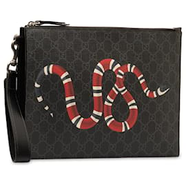 Gucci-Gucci Brown GG Supreme Kingsnake Clutch Bag-Brown,Beige