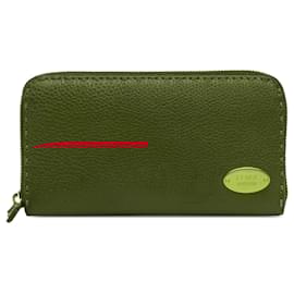 Fendi-Fendi Red Leather Selleria Zip Around Long Wallet-Red