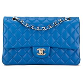 Chanel-Chanel Blue Medium Classic Lambskin Double Flap-Blue