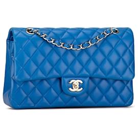 Chanel-Chanel Blue Medium Classic Lambskin Double Flap-Blue