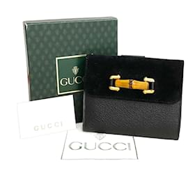 Gucci-Gucci Suede Bamboo Bifold Wallet  Suede Short Wallet in Excellent condition-Other
