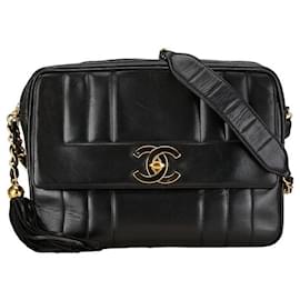 Chanel-Chanel Coco Mark Tassel Chain Shoulder Bag Leather Shoulder Bag 1-0157111 in Good condition-Black