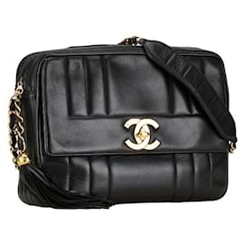 Chanel-Chanel Coco Mark Tassel Chain Shoulder Bag Leather Shoulder Bag 1-0157111 in Good condition-Black