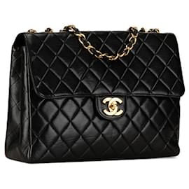 Chanel-Chanel Matelasse 30 Coco Mark Chain Shoulder Bag Black Lambskin in Very Good Condition-Black