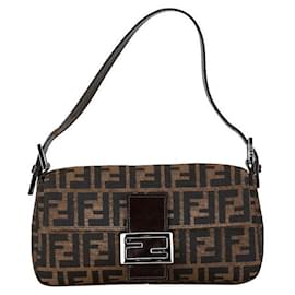 Fendi-Fendi Zucca Toile Baguette Sac à bandoulière en toile 26424 en bon état-Autre