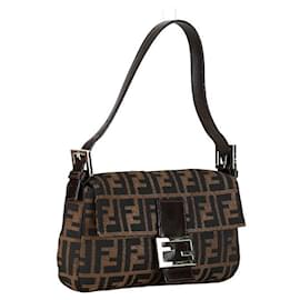 Fendi-Fendi Zucca Toile Baguette Sac à bandoulière en toile 26424 en bon état-Autre