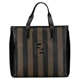 Fendi-Fendi Pequin Canvas Tote Bag Sac cabas en toile en bon état-Autre