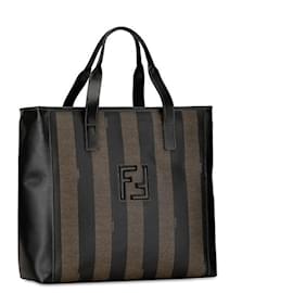 Fendi-Fendi Pequin Canvas Tote Bag Sac cabas en toile en bon état-Autre