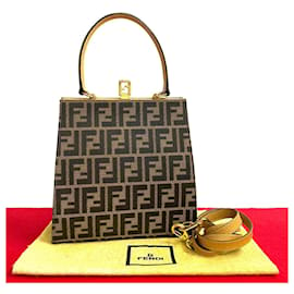 Fendi-Fendi Zucca Canvas Top Handle Bag  Canvas Handbag in Good condition-Other