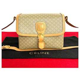 Céline-Celine Triomphe Macadam Crossbody Bag  Leather Crossbody Bag in Great Condition-Other