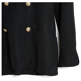 Chanel-Chanel 1990 Jacket FR40 Black Wool CC jacket blazer UK12 US10-Black