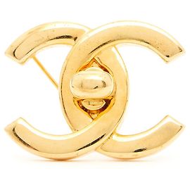 Broche Chanel 96P Broche CC dorada con cierre giratorio L. Dorado