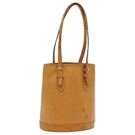 Louis Vuitton-LOUIS VUITTON Nomad Leather Bucket PM Shoulder Bag Beige M85001 LV Auth 76964-Beige