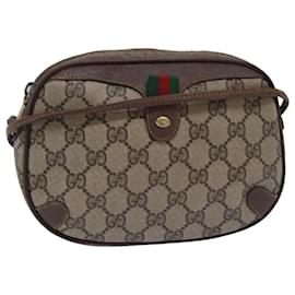Gucci-GUCCI GG Supreme Web Sherry Line Shoulder Bag PVC Beige 156 02 066 auth 76829-Beige