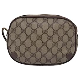 Gucci-GUCCI GG Supreme Web Sherry Line Shoulder Bag PVC Beige 156 02 066 auth 76829-Beige