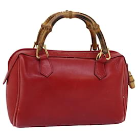 Gucci-GUCCI Bamboo Hand Bag Leather Red 007 122 0232 Auth yk12871-Red