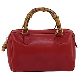 Gucci-GUCCI Bamboo Hand Bag Leather Red 007 122 0232 Auth yk12871-Red