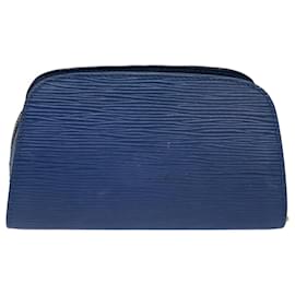 Louis Vuitton-LOUIS VUITTON Pochette Epi Dauphine PM Bleu M48445 Auth LV 77112-Bleu