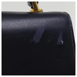 Gucci-GUCCI Hand Bag Leather Navy Auth 76886-Navy blue