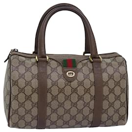 Gucci-GUCCI GG Supreme Web Sherry Line Hand Bag PVC Beige Red 40 02 006 auth 76193-Red,Beige