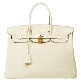 Hermès-Sac HERMES Birkin 35 en Cuir Beige - 101994-Beige