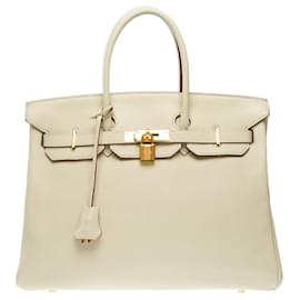 Hermès-Sac HERMES Birkin 35 en Cuir Beige - 101994-Beige