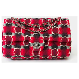 Chanel-Sac CHANEL Timeless/Classique en Tweed Rouge - 101985-Rouge