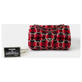 Chanel-Sac CHANEL Timeless/Classique en Tweed Rouge - 101985-Rouge