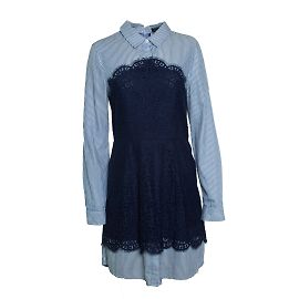BCBG Max Azria, abito camicetta kaylin con pizzo Blu