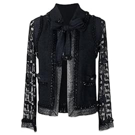 Chanel-Paris  Miami CC Heart Buttons Black Tweed Jacket-Black