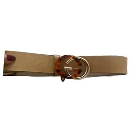 Cinto Gucci Bege de Couro com Logo 90 Bege