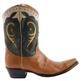 Autre Marque-Leather cowboy boots-Brown