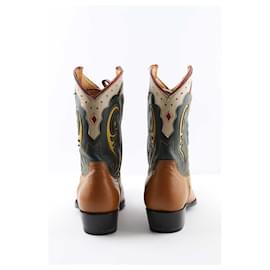 Autre Marque-Leather cowboy boots-Brown
