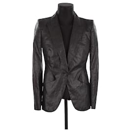 Alexander Mcqueen-Linen blazer-Black